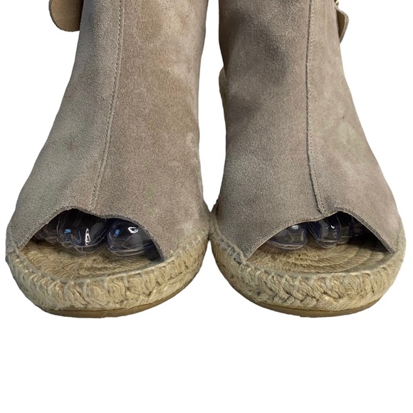 KANNA Women's Sz 39 / 8 Beige Brown Suede Ankle Strap Wedge Espadrille Sandals - Picture 2 of 15